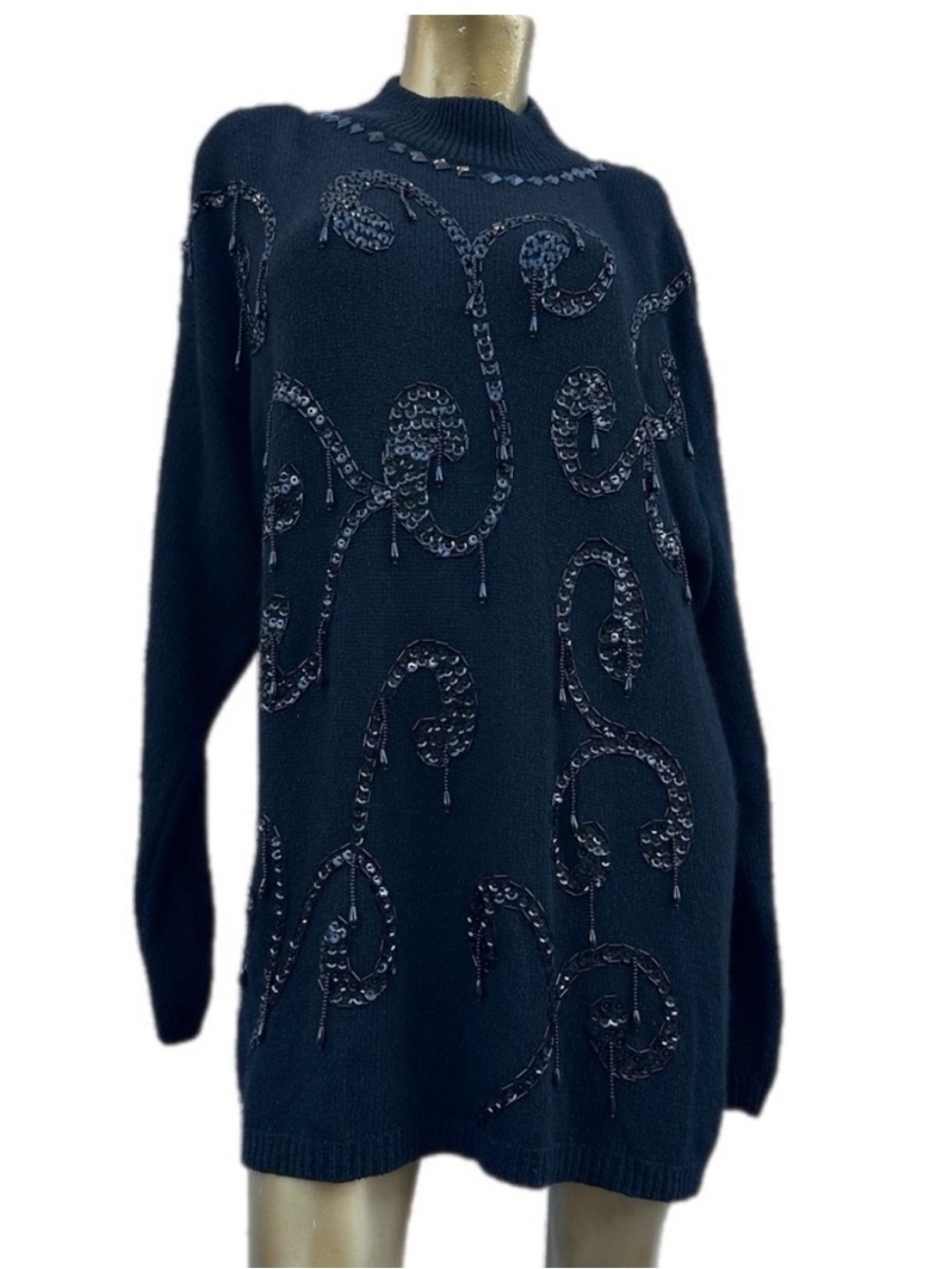 Silk/Angora blend Y2K Vintage Sheridan Square Bead/Sequin embellished Sweater 2X